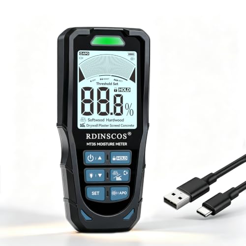 RDINSCOS Rechargeable Pinless Moisture Meter - color: Grey