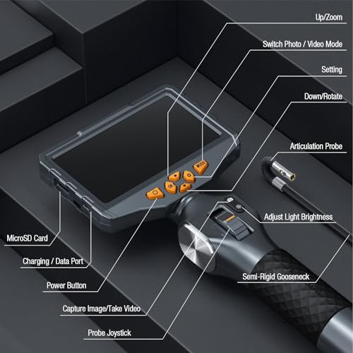 Teslong TD500 6.5mm Articulating Borescope with Dual Lens Endoscope
