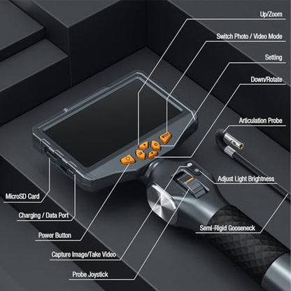 Teslong TD500 6.5mm Articulating Borescope with Dual Lens Endoscope