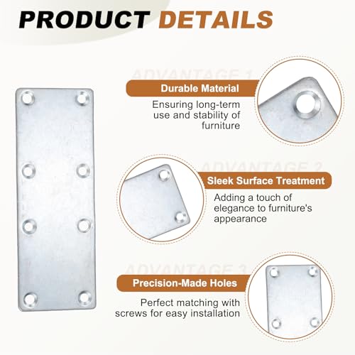 uxcell Flat Straight Brace Bracket 5.39"x1.97" Iron Shelf Support 12Pcs - color: Silvery Blue, size: 5.39"x1.97"