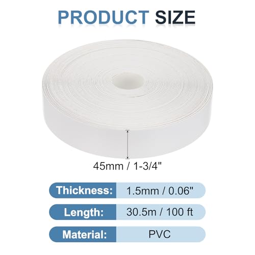 MECCANIXITY White Edge Banding 100 ft x 1-3/4 Inch Veneer Tape Pre-glued Flexible Plywood Edge Banding with Hot Melt Adhesive for Furniture Restoration - size: 100 ft x 1-3/4 Inch