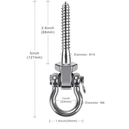BeneLabel Heavy Duty Swing Hangers with Bearings - Set of 4 Stainless Steel 304 Screw Brackets for Hanging Chairs, Swings, Hammocks, Punching Bag - Indoor & Outdoor Use - 1500LB Capacity - color: 4 pack - 2.6"