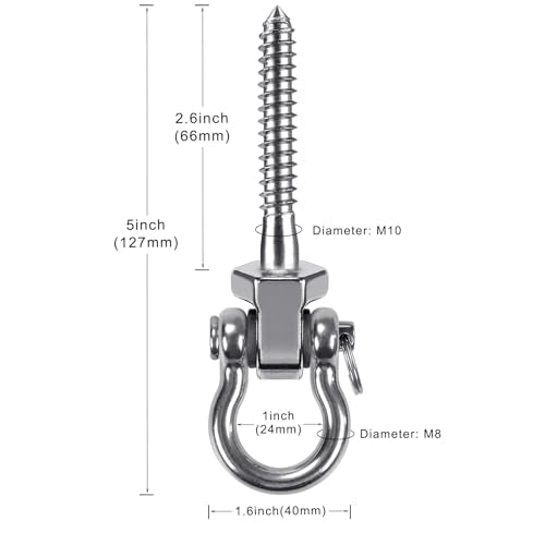 SELEWARE Heavy Duty Swing Hanger, 4 Pack Porch Swing Hardware - color: U (5 Inch, 4 Pack)