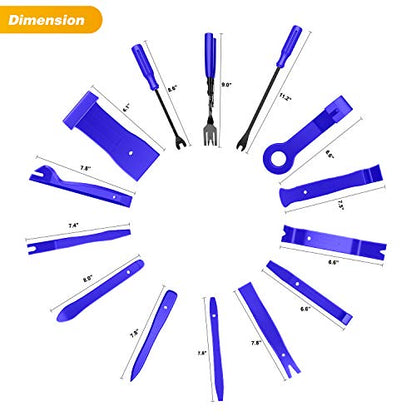 GOOACC - GRC-49 19Pcs Trim Removal Tool Set & Clip Plier Upholstery Remover Nylon Car Panel Removal Set with Portable Storage Bag - color: Blue