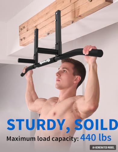 Joist Mounted Pull Up Bar, Ceiling Mount Chin Up Bar for Home Gym, Beam, Rafter, Easy installation, 42" Wide Bar