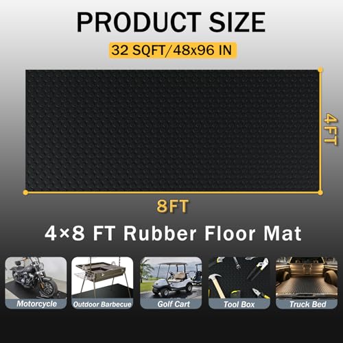 StellarStar 4x8 FT Garage Floor Mat, 2mm Thickened PVC Coin Pattern - color: Black(Coin), size: 4x8 FT