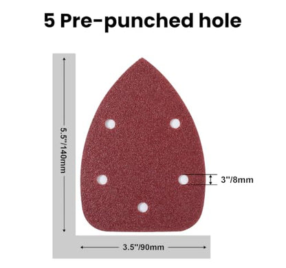 50PCS 5 Holes Mouse Sander Sandpaper - style: 5 hole 50PCS 40-800 Grit