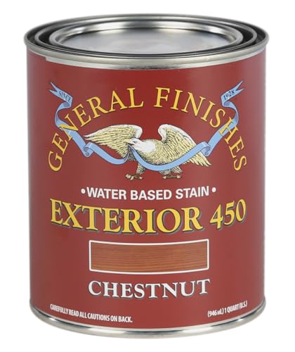 General Finishes Exterior 450 Water Based Wood Stain, 1 Quart, Chestnut - color: Chestnut, size: 1 Quart