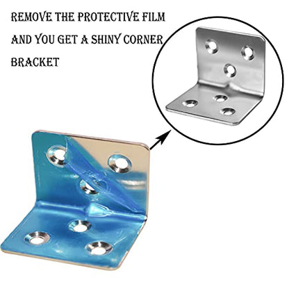 80Pcs 1.2”x1.2”Stainless Steel Corner Bracket 1.5”Wide Small Angle Bracket - size: 80PCS, style: Silver