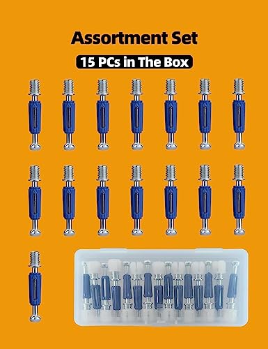 Cam Screws for Furniture 15 PCs Cam Lock Screw, M6 x 40 mm Furniture Fasteners Compitable with IKEA Hardware Parts, Repair Spare Parts Nut & Bolt Assortment Sets (M6x40mmCamScrew) - size: M6x40mm