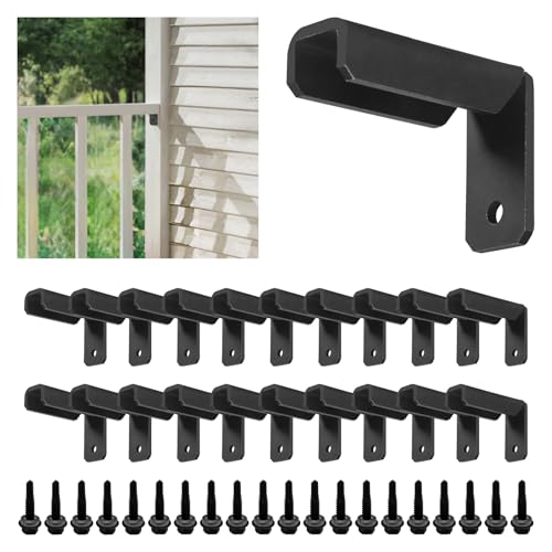 Fence Mounting Brackets for 1x1 Square Rails, Carbon Steel Fence Panel Internal Connector with Screws, Black 20 Pack