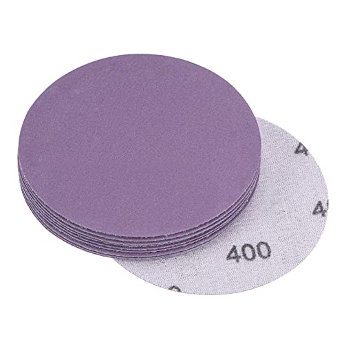uxcell 10Pcs 3-Inch Purple Sanding Discs 400 Grits Hook and Loop Professional Aluminum Oxide Sand Paper Wet Dry Polish for Wood Metal Paint Finishing - style: 400 Grit