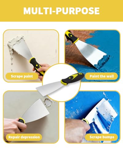5 PCS Putty Knife, 2 Inch Spackle Knives, Stainless Steel Paint Scraper for Repairing Drywall, Removing Wallpaper, Mud, Plaster Scraping, Applying Putty
