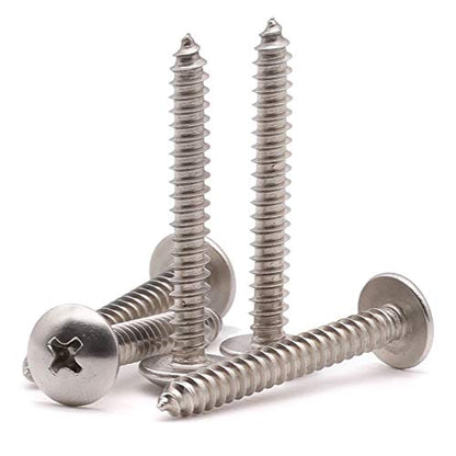 #10 x 1-1/4" Stainless Steel Truss Head Self Tapping Screws, 304 SS (18-8), Phillips Drive, Corrosion Resistant Screws for Wood, Metal & Sheet Metal Projects, 50 Pack - size: #10 x 1-1/4"