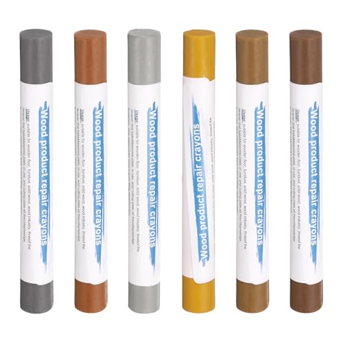 HARFINGTON Wood Filler Sticks 6 Colors Wooden Wax Touch Up Furniture Repair Crayons for Space Gray, Iron Gray, Yellow Oak, Light Yellow, Dark Brown, Walnut - color: Space Gray Woods Series