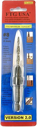 FTG USA #8 (11/64") Countersink Drill Bit for Wood with Tapered Drill Bit - size: #8, style: w/o Depth Stop