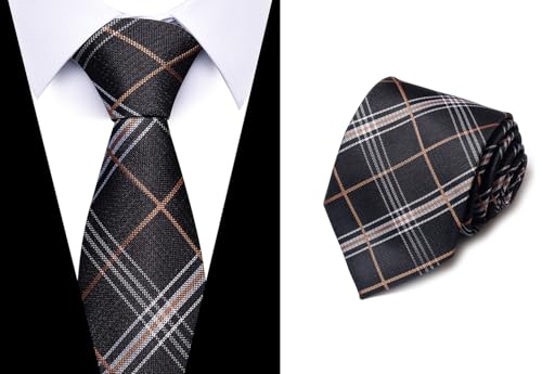 joy alice Tie For Men 6 PCS Necktie Woven Jacquard Neck Ties Set Neck Ties - color: Blackyellow Black Blackyellow