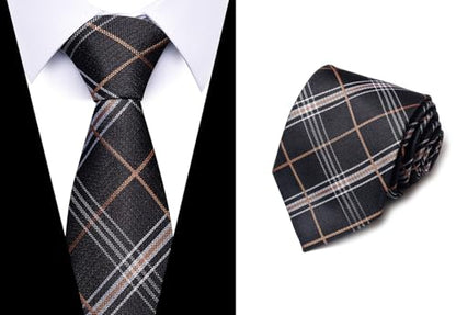 joy alice Tie For Men 6 PCS Necktie Woven Jacquard Neck Ties Set Neck Ties - color: Blackyellow Black Blackyellow