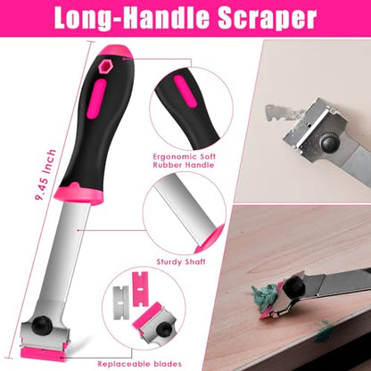 THINKWORK 3Pack Razor Blade Scraper with 45Pcs Blades, Pink - color: Upgrade Scraper-3pack+45pcs
