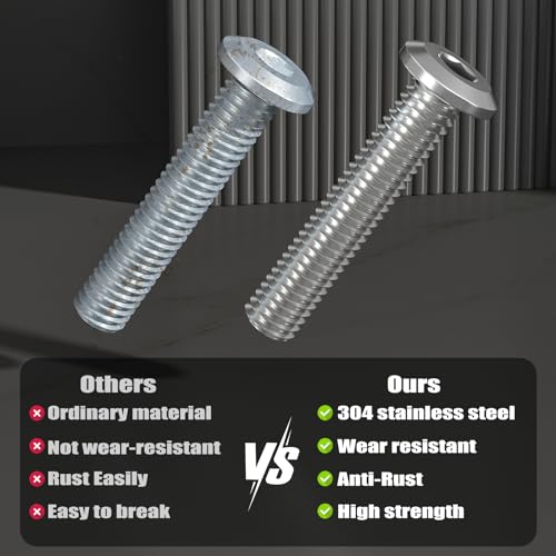 VGBUY M6-1.0 x 100 mm 15Pcs Flat Head Hex Socket Cap Screws Bolts,304 Stainless Steel 18-8,Full Thread,Hex Spanner Included (VG30118) - size: M6 x 100-15pcs