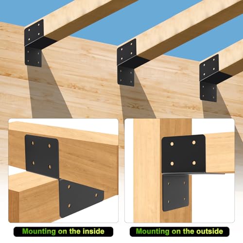 4 Pcs 12 Gauge Post Caps Tie Bracket, 6x6 Black Joist Anchor - style: 6X6