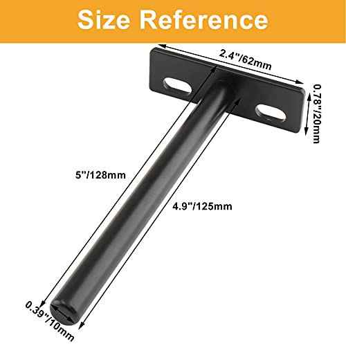 5 Inch Floating Shelf Bracket, 4 Pcs, Black - size: 5 Inch