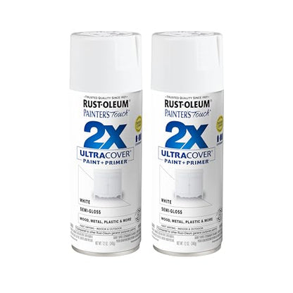 Rust-Oleum Painter's Touch 2X Ultra Cover Spray Paint, Semi-Gloss White - color: Semi-Gloss White, size: 12 Ounce (Pack of 2)