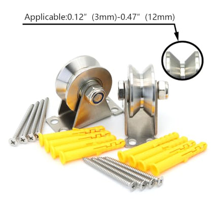 V Type Stainless Steel Groove Wheel Wall-Mounted Ceiling Lifting Pulley - size: 2 Pack V Type