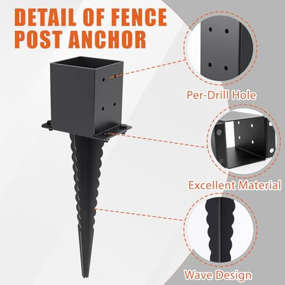 4 Pcs 22" 4"x4" Fence Post Anchor Ground Spike (Fit 3.6"x3.6") Post - size: 4 Pcs