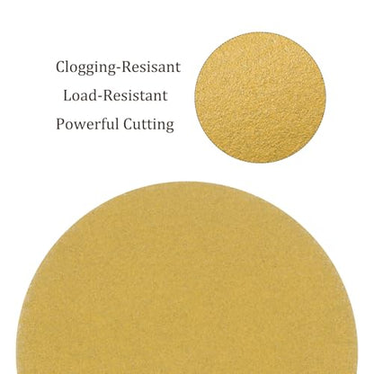 50pcs No Hole Sanding Discs- [ 3 Inch 220 Grit ] Round Hook and Loop Grip Sanding Pads Sheet Sandpaper for Automotive Woodworking Metal Polishing Use| Gold, Aluminum Oxide - size: 220 grit