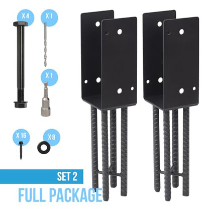 4x4 U-Shape Post Base Heavy Duty Wet Concrete Holder (Black - Set 2) - size: 4IN, style: Set 2