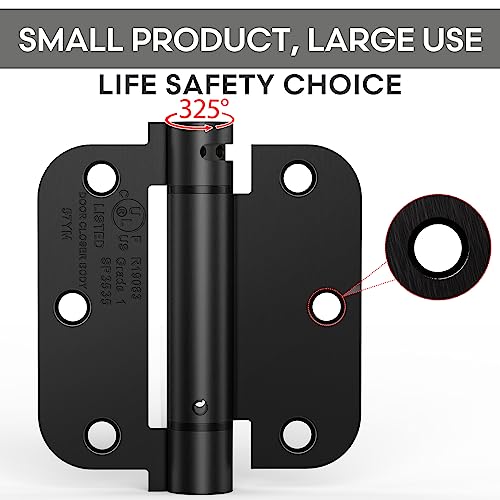 2 Pack 3.5 Inch Self Closing Door Hinges, Gloss Black - color: 3.5" - Gloss Black