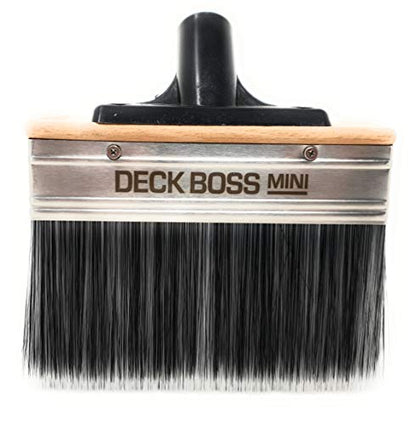Deck Stain Brush Applicator - Deck Boss Mini by Perdura - 6 inch Paint Brush Stain Seal and Paint for Decks Fence Siding - for Water and Oil Based Coatings on Wood Concrete Rough or Smooth
