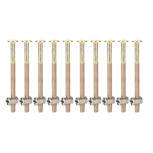 Furniture Bolts and Barrel Nuts, 10 Pcs Bed Frame Bolts Crib Replacement Hardware Kit M6 Bed Bunk Furniture Hex Dowel Bolts with Barrel Nuts Carbon Steel Cross Dowel Nut (80mm) - size: 80mm