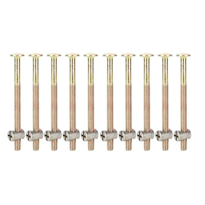 Furniture Bolts and Barrel Nuts, 10 Pcs Bed Frame Bolts Crib Replacement Hardware Kit M6 Bed Bunk Furniture Hex Dowel Bolts with Barrel Nuts Carbon Steel Cross Dowel Nut (80mm) - size: 80mm