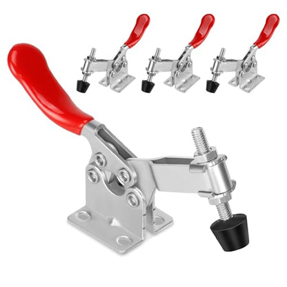 4 Pack Toggle Clamps, Hold Down Clamp 220Lbs Holding Capacity Quick Release Horizontal Clamps 201B with Rubber Pressure Tip for Woodworking Jigs and Fixtures, Welding, Drill Press, Crosscut Sled - size: 4Pack-201B