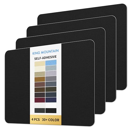 KING MOUNTAIN Canvas Repair Patch 9 x11 Inch 4 Pcs Self-Adhesive Waterproof Fabric Patch for Sofas, Tents, Furniture,Tote Bags, Car Seats (Black) - color: Black, size: Canvas-9"W×11"L-4pcs