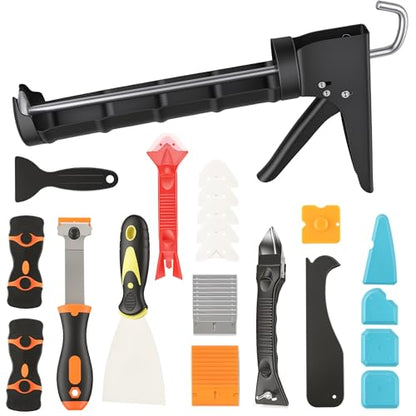 Caulk Gun Kit With Scraper Tools, 10 Oz, For Kitchen Bathroom - size: with Caulk Gun