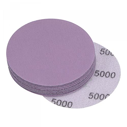 uxcell 10Pcs 3-Inch Purple Sanding Discs 5000 Grits Hook and Loop Professional Aluminum Oxide Sand Paper Wet Dry Polish for Wood Metal Paint Finishing - style: 5000 Grit