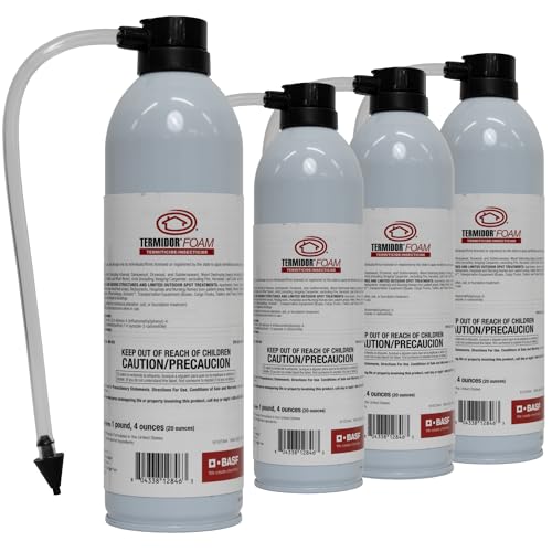 BASF Termidor Foam 20 oz 4 Pack - Termiticide Insecticide for Termites, Ants & Wood Destroying Pests & Insects