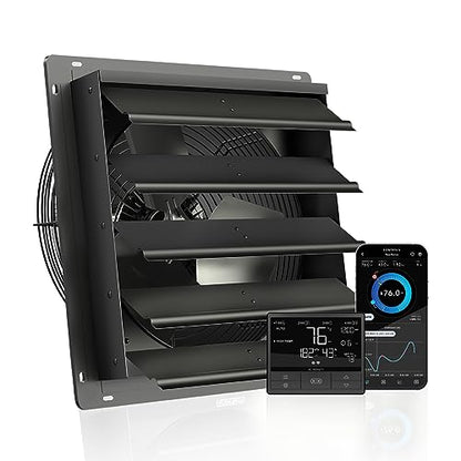 AC Infinity AIRLIFT T16 Shutter Exhaust Fan 16" with Environment Controller - size: 16-Inch, Smart Controller