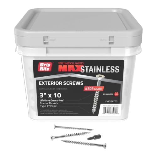 Grip Rite MAXS310DS305BK #10 x 3 in. 305 Stainless Steel Star Bugle Wood Deck Screw (1500-Pack)