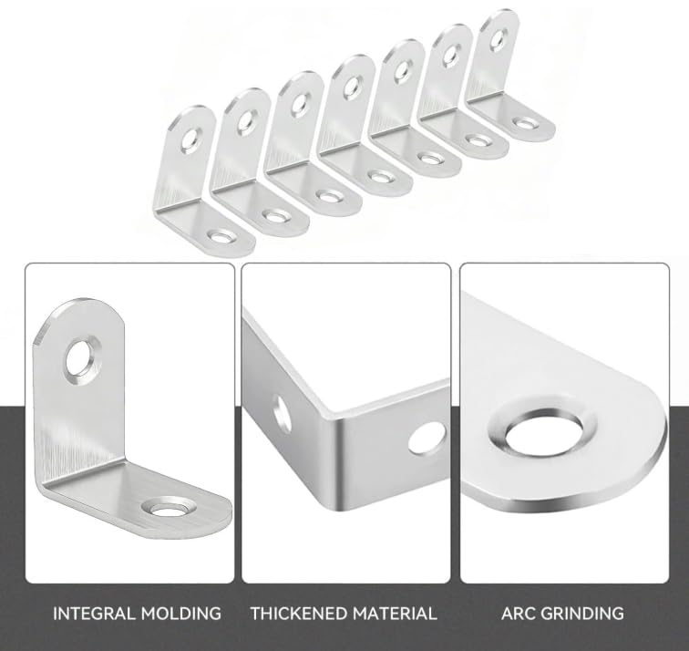 Stainless Steel Corner Brace, 24Pcs 90 Degree Right L-Shaped Metal Corner Connector Joint Plate, Cabinet, DIY Woodworking Projects with 96PCS Screws 1.2x0.6in (30x30x16（24Pcs） - size: 30x30x16（24Pcs）