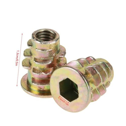 50Pcs M5x13mm Zinc Alloy Threaded Inserts for Wood - Hex Socket Drive Helical Inserts Kit