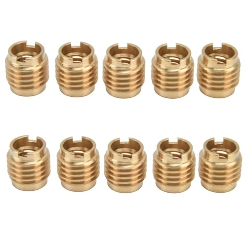 Threaded Inserts, 10 PCS Knife Threaded Insert Brass Dual-Threaded Insert for Wooden Tap Handle Beer Tap Handle Insert Homebrew Hardware Beer Tap Handles for 3/8in-16 Unc External Thread