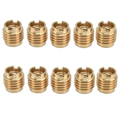 Threaded Inserts, 10 PCS Knife Threaded Insert Brass Dual-Threaded Insert for Wooden Tap Handle Beer Tap Handle Insert Homebrew Hardware Beer Tap Handles for 3/8in-16 Unc External Thread