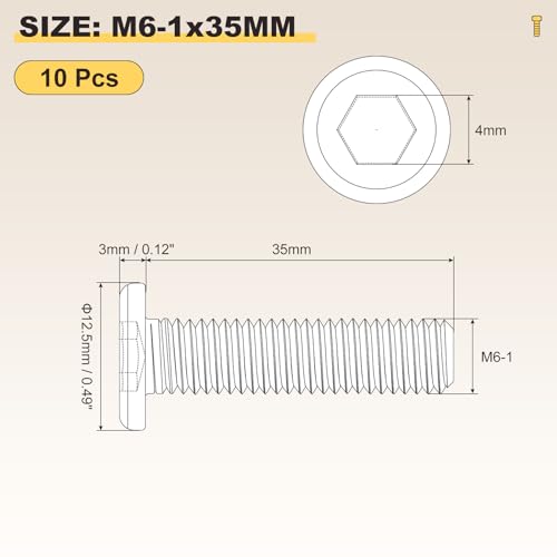 METALLIXITY Flat Head Hex Socket Cap Screws M6-1x35 10Pcs - color: Black, size: M6-1x35mm
