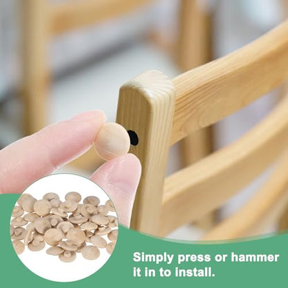 M METERXITY 50-Pack Wood Plugs for Screw Holes, 20 x 7mm Beech Button Wood Top Plugs for Furniture/Stair/Chair/Craft, Flat Head Decorative Wooden Cover - size: 20x7mm