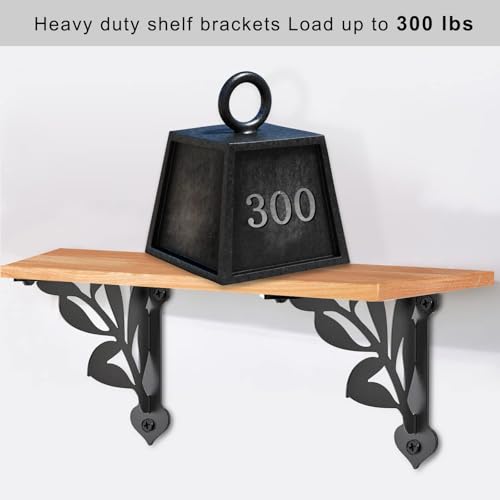 SELEWARE 4 Pack 12" Heavy Duty Shelf Brackets, Branch Decorative L Brackets - size: 12 Inch, style: Branch-4 pack