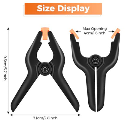 Heavy Duty Spring Clamps, 3.7-Inch, 1.6-Inch Jaw Opening, 12-Pack